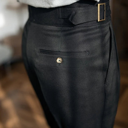 BLACK CLASSIC DOUBLE BUCKLE GURKHA PANT BY KoreanFits