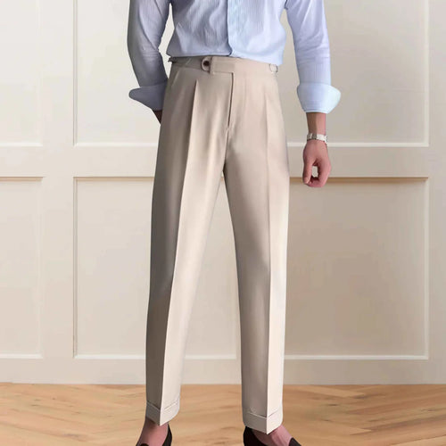 Biscuit Beige Gurkha Pants – Single Front Button, Side Adjuster Buckles & Tailored Fit