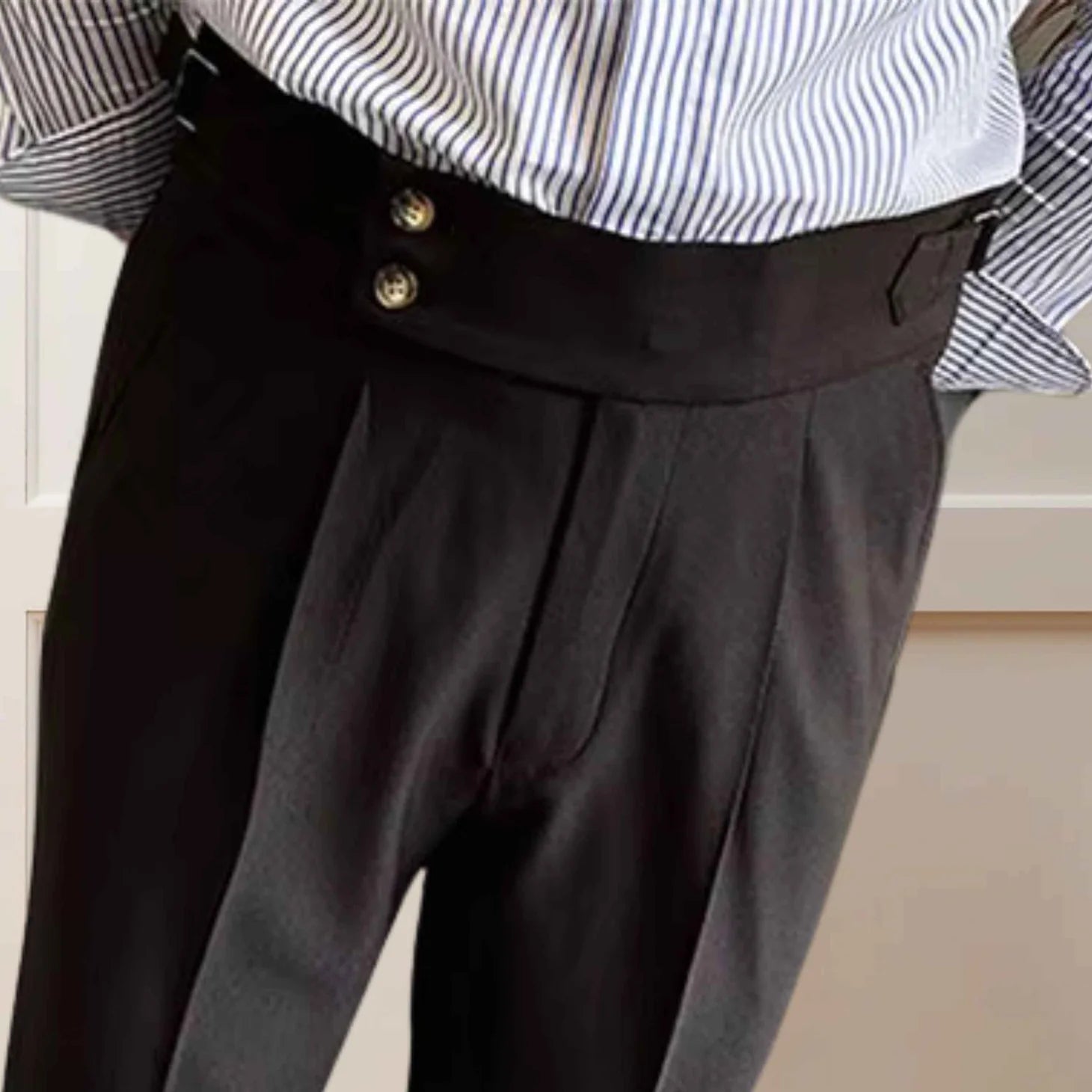 Black Gurkha Pants - Double Button With Side Adjuster Buckles