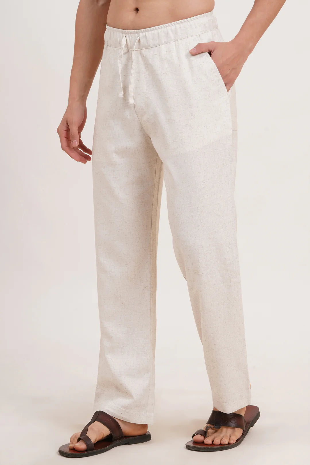 Men’s Warm Ivory Linen Blend Co-ords set – Breathable & Stylish Two-Piece Outfit