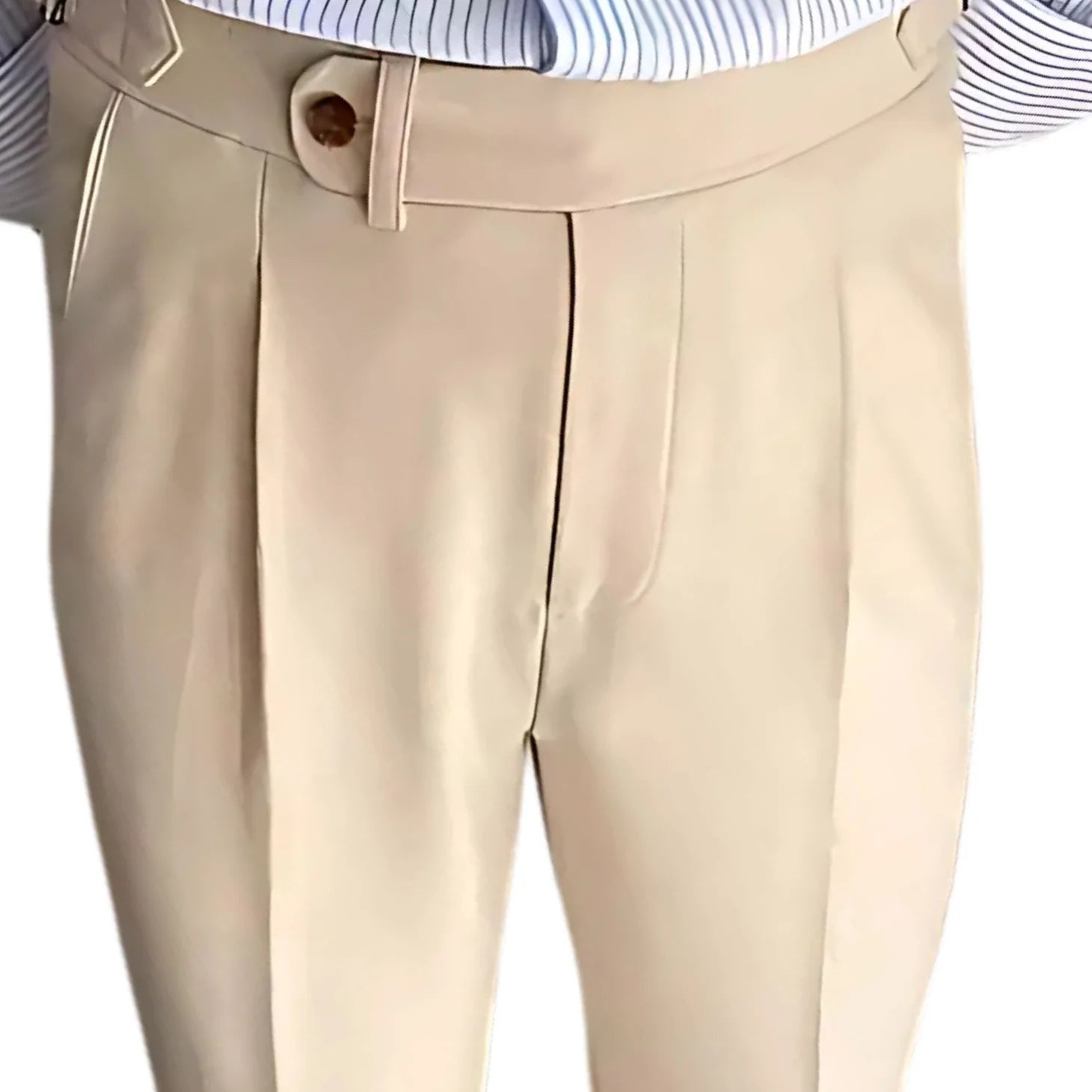 Biscuit Beige Gurkha Pants – Single Front Button, Side Adjuster Buckles & Tailored Fit