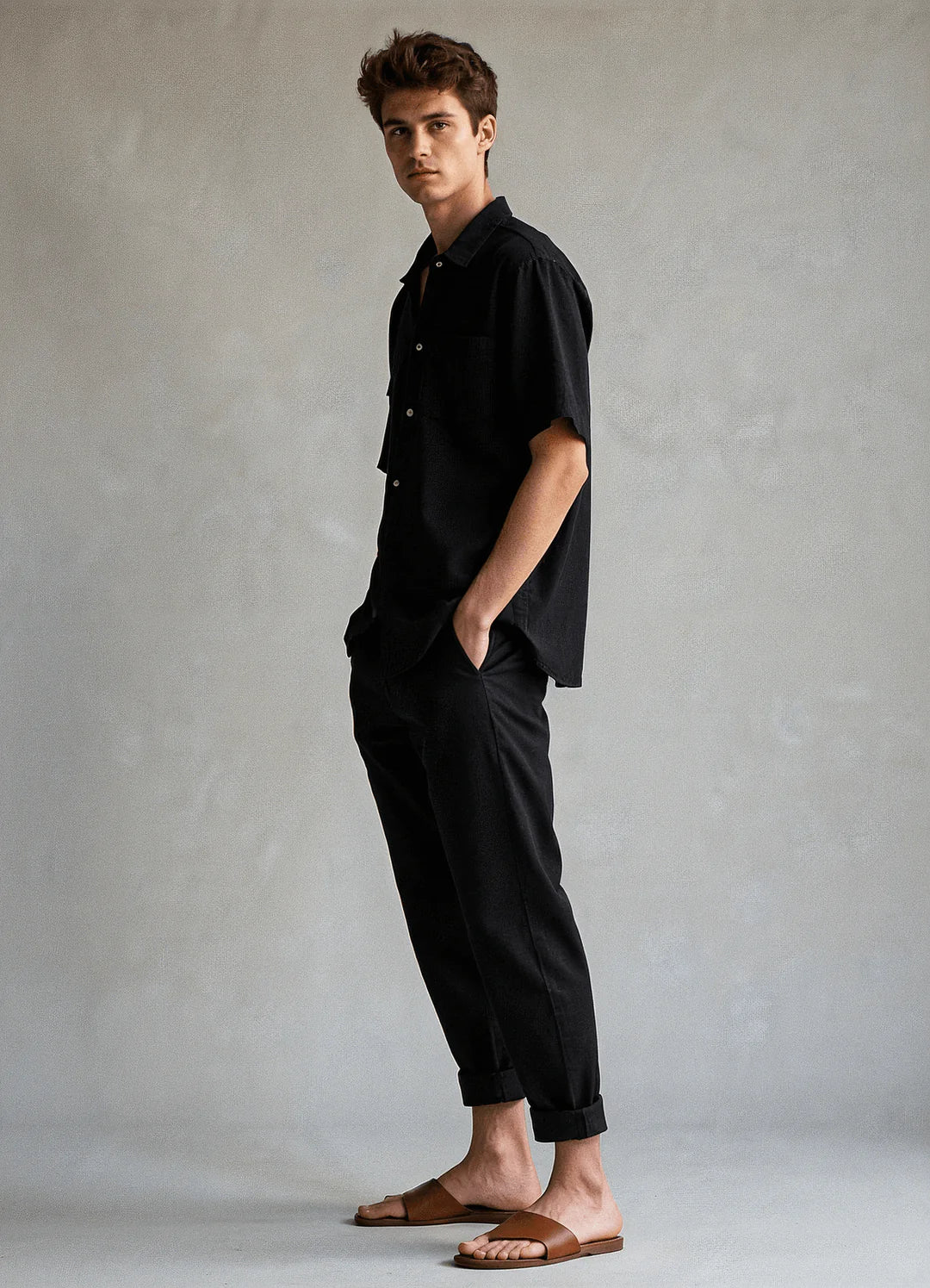 Men’s Black Linen Co-ords set – Breathable & Stylish Two-Piece Outfit