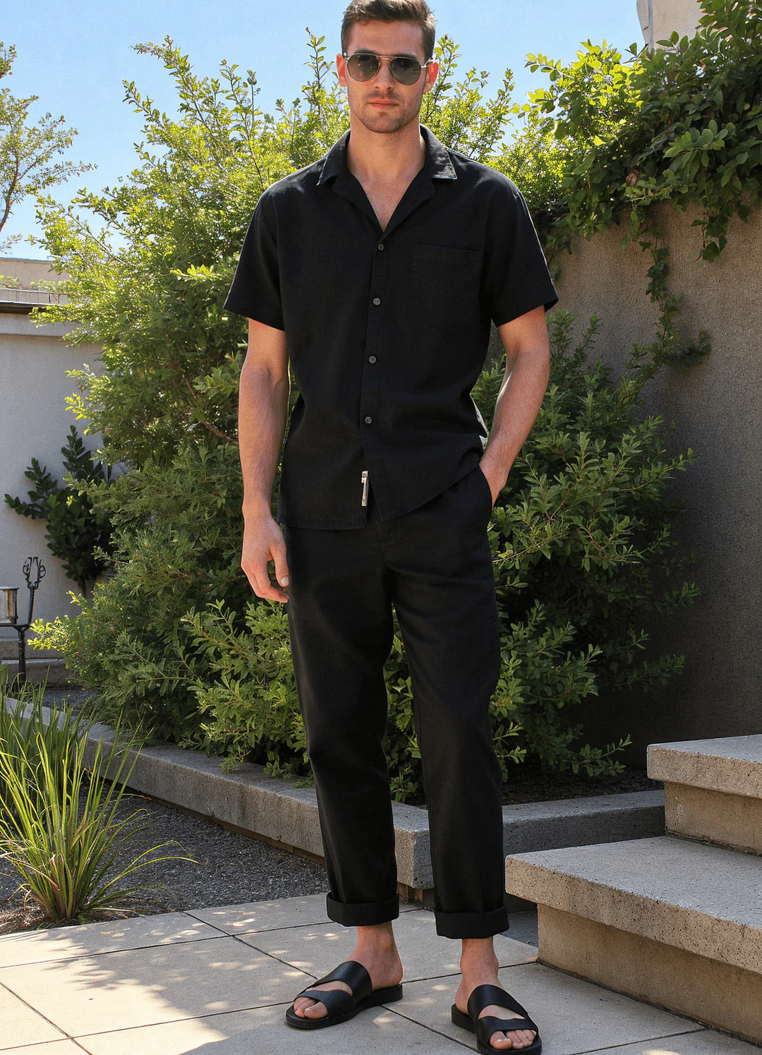 Men’s Black Linen Co-ords set – Breathable & Stylish Two-Piece Outfit